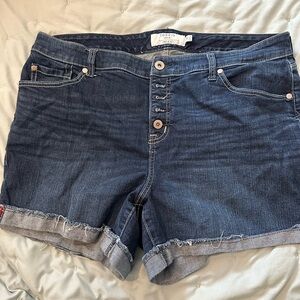 Torrid Dark Blue Jean Shorts with Cuffed Hem